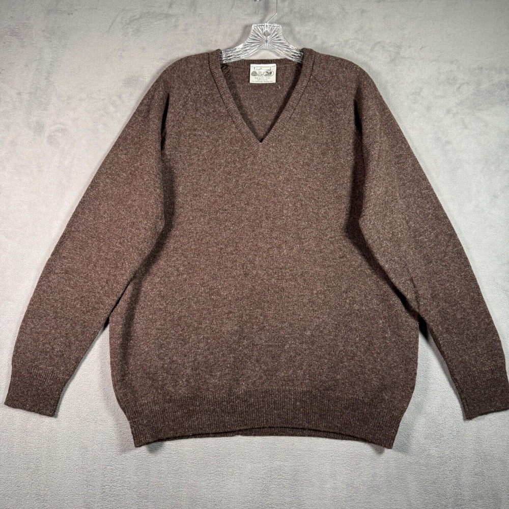 Vintage Edinburgh Woolen Mill Sweater Mens 46/XL‎ Brown Pure Lambswool Scotland